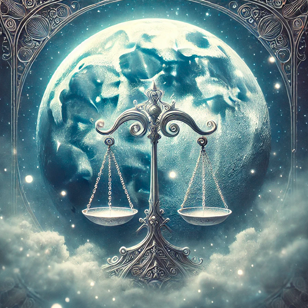 Representación astrológica del influjo emocional de la Luna en Libra